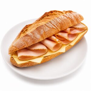 Baguette mit Käse und Putensalami